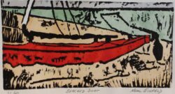 HAND COLORED WOODCUT / 5 3/4 " x 11 1/4 "